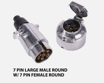 7 Pin Male + Female Round Trailer Plug Slim Adapter Connector Caravan Boat Part