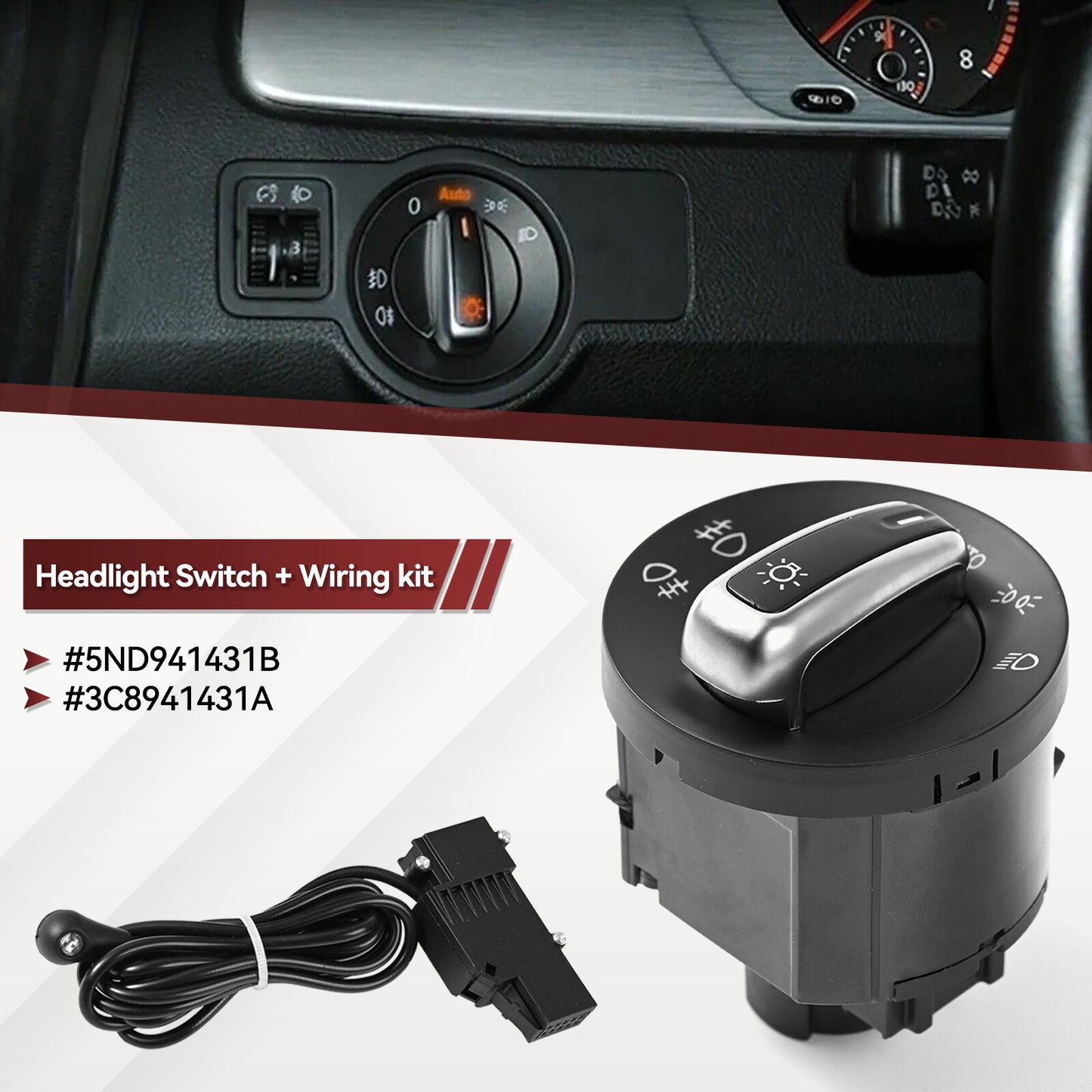 Car Auto Headlight Head Light Switch Sensor Compatible with VW Golf MK6 MK5 GTI Jetta Tiguan