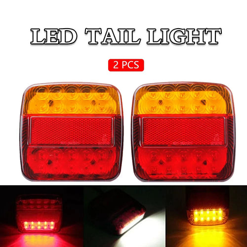 Pair 12V LED Square Tail Light Trailer Truck Boat Number Taillight Marine Lights
