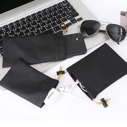 1Pc High Quality PU Leather Soft Headphone Drawstring Bags Headset Earphone Data