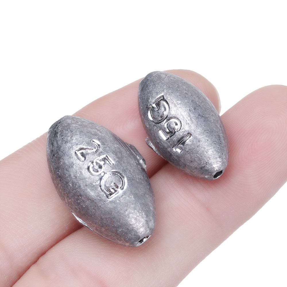 Shot Line Sinkers Weights Fishing Lead Fall Olive Shaped Sinker Hook Connector