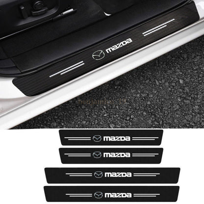 4PCS Car Door Plate Sill Scuff Cover Anti Scratch 3D Decal Sticker Compatible with Mazda