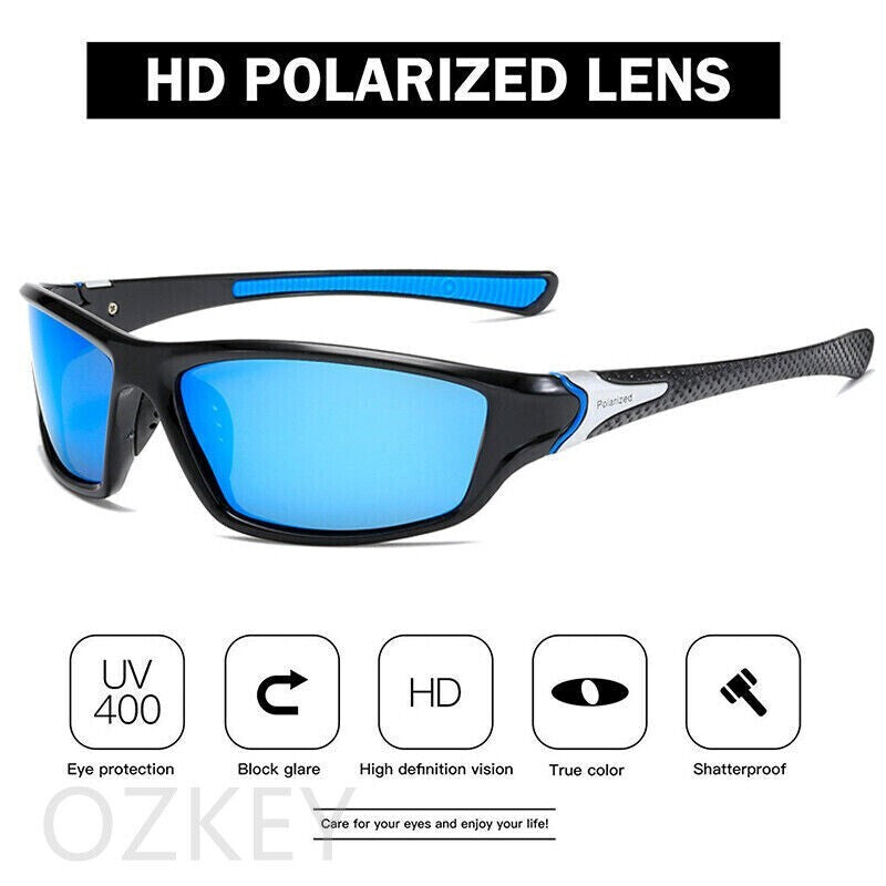Men Sunglasses UV400 Polarized Glasses Fishing Sports Driving WrapAround Eyewear