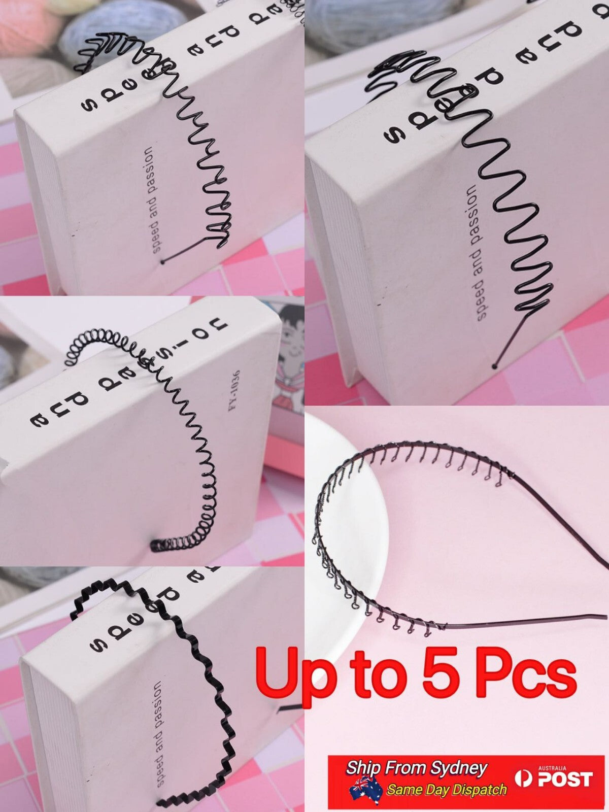 Black Metal Sport Hairband Headband Wave Style Hair band For Unisex Men Women AU