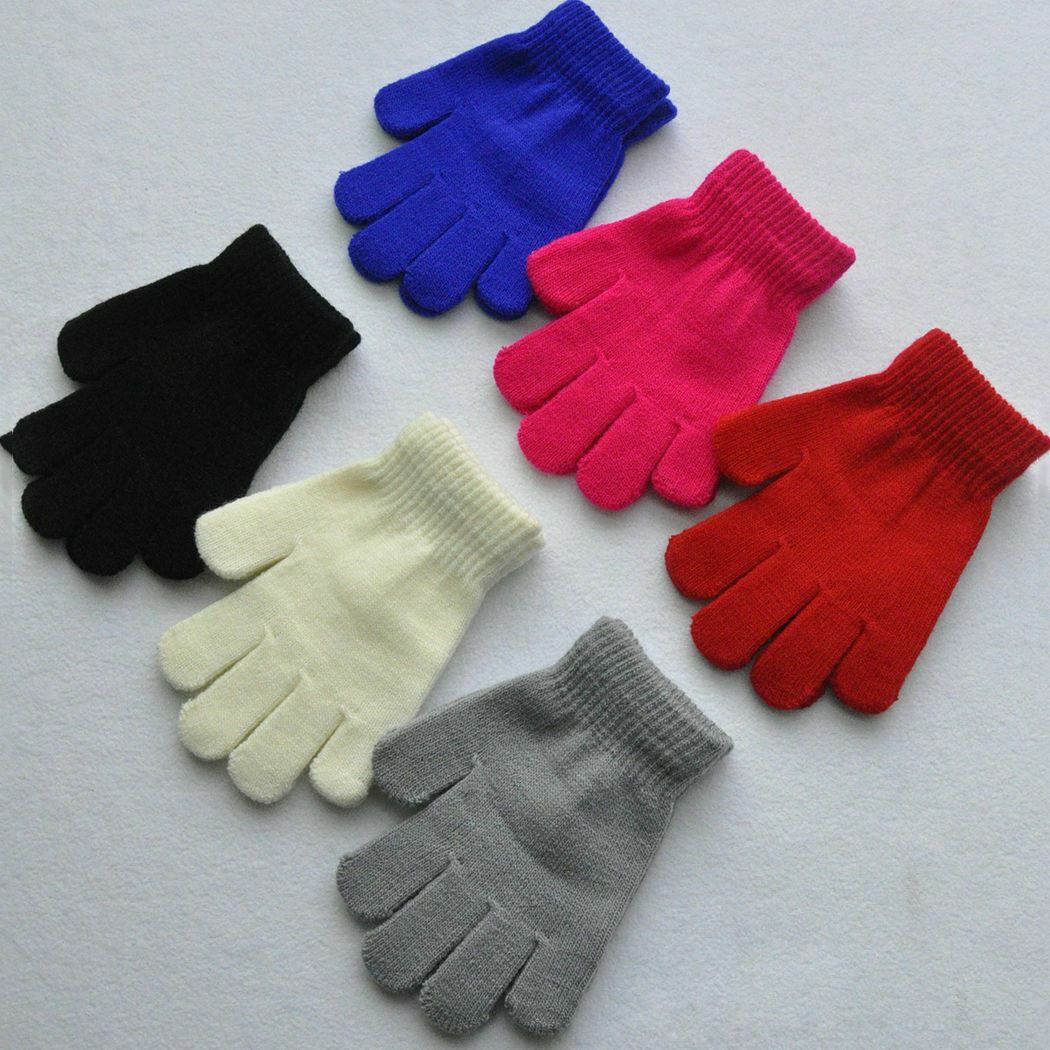 Winter Warm Children Gloves Solid Kids Mittens Gloves Knitted Children Glove