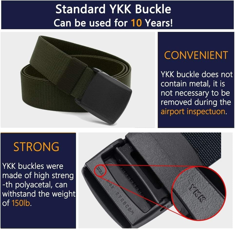 Elastic Belt for Men, Stretch Canvas Belt with Plastic Buckle, Breathable Be