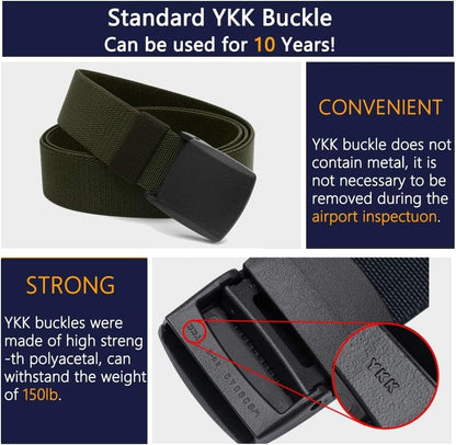 Elastic Belt for Men, Stretch Canvas Belt with Plastic Buckle, Breathable Be