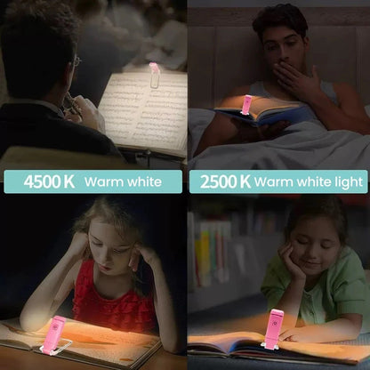USB Rechargeable Book Night Reading Light Clip USB Recharg Mini LED Lamp White