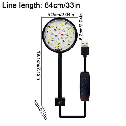 5W/7W Clip On LED Aquarium Light Small Fish Tank Light USB Dimmable Moving Lamp