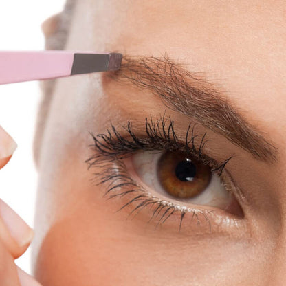 Slanted Tip Stainless Steel Eyebrow Tweezer Hair Plucker Beauty Tool Silver AU