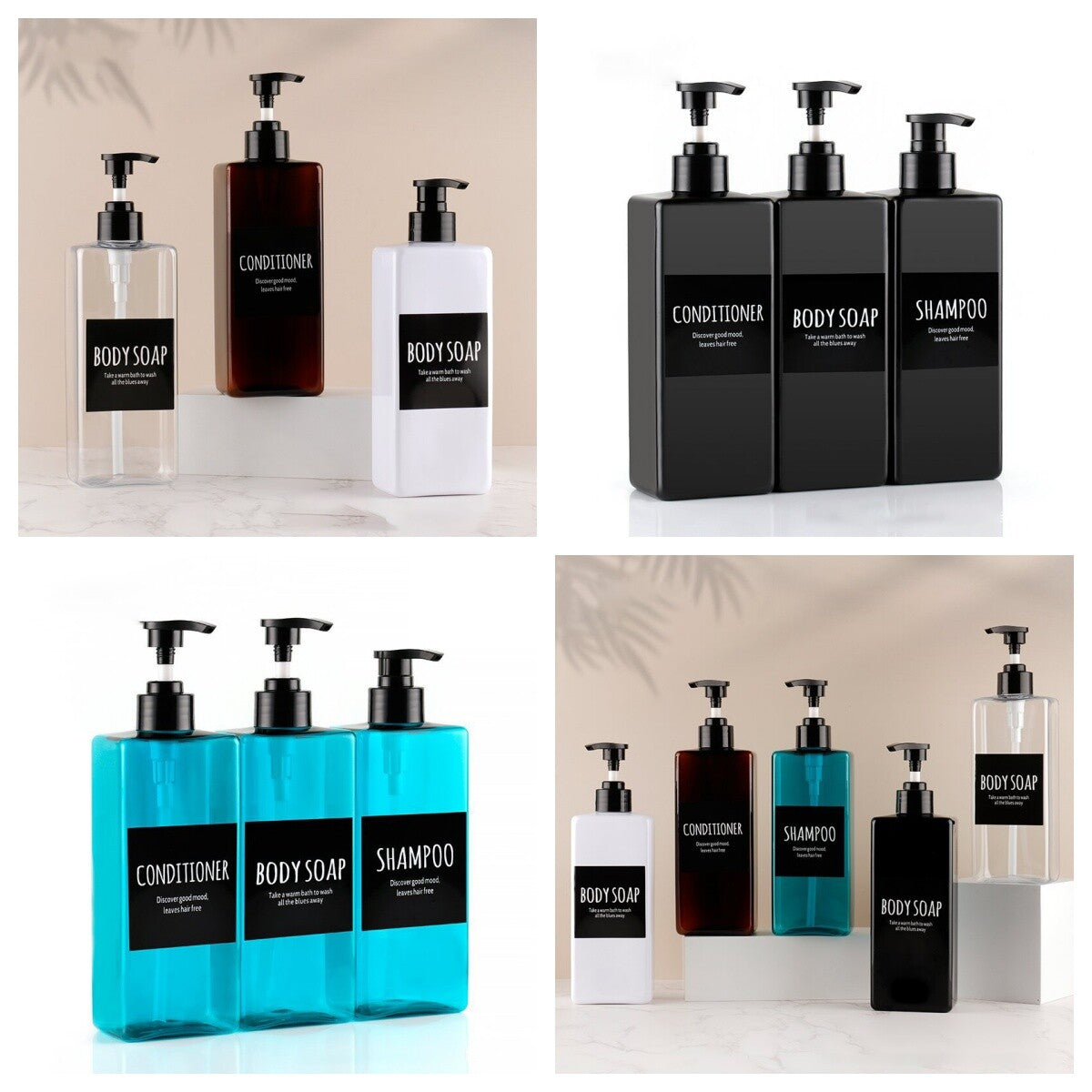 3Pcs 500ml Soap Dispenser Shampoo Pump Bottles Cream Lotion Bottle Container AU