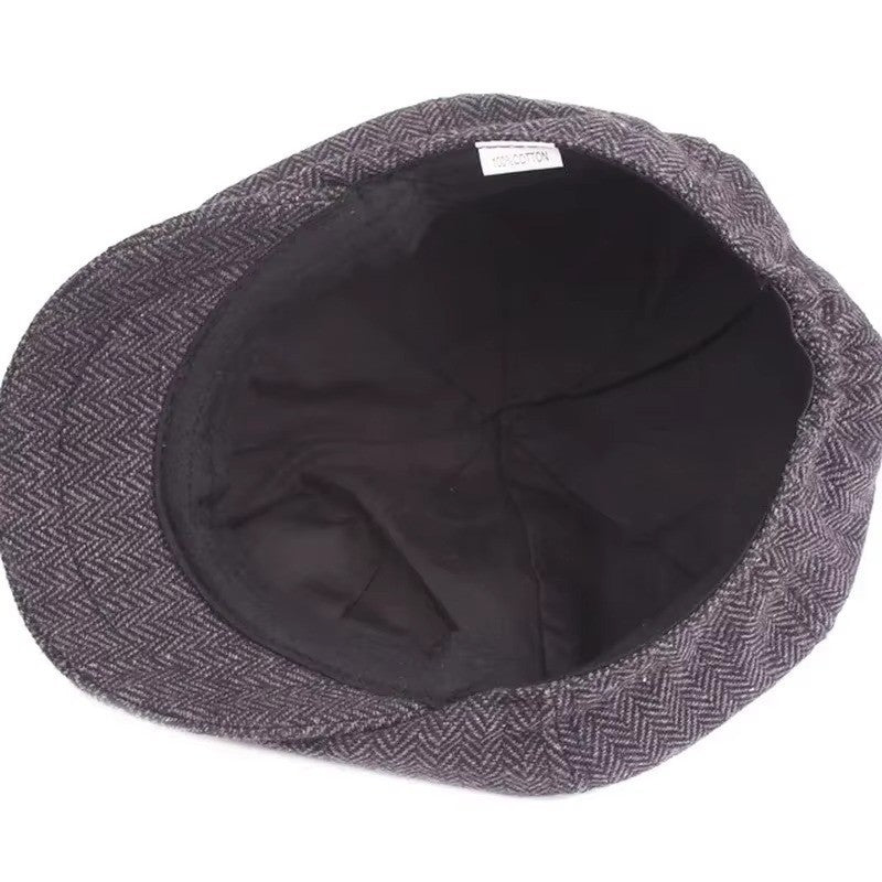 Mens 8 Panels Newsboy Flat Cap Peaky Blinders Baker Boy Golf Driving Beret Hat – Compatible with Golf