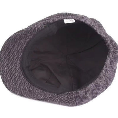 Mens 8 Panels Newsboy Flat Cap Peaky Blinders Baker Boy Golf Driving Beret Hat – Compatible with Golf