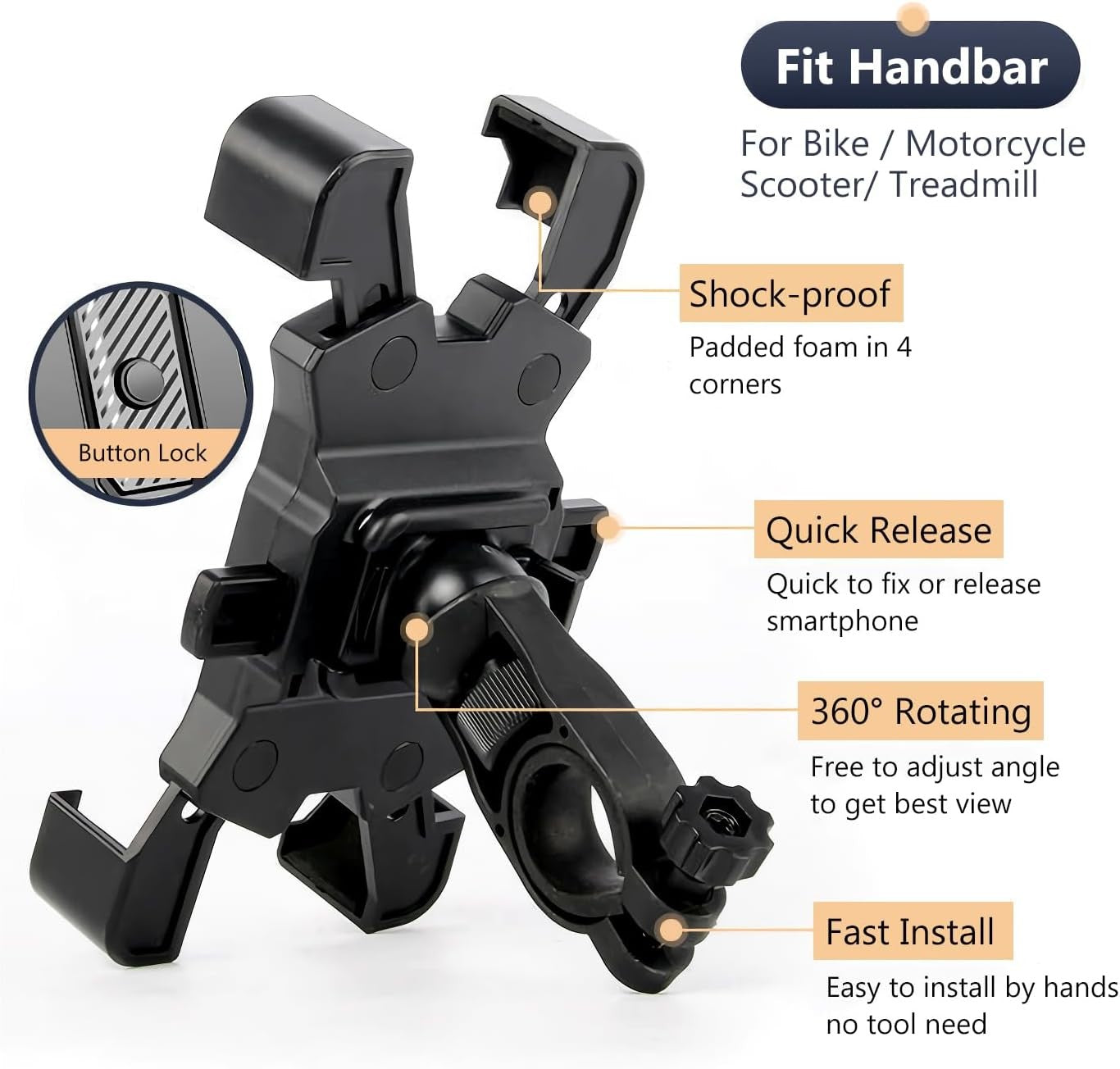 360° Rotation Mobile Phone Holder Handlebar Mount For Motorcycle Bicycle Bike