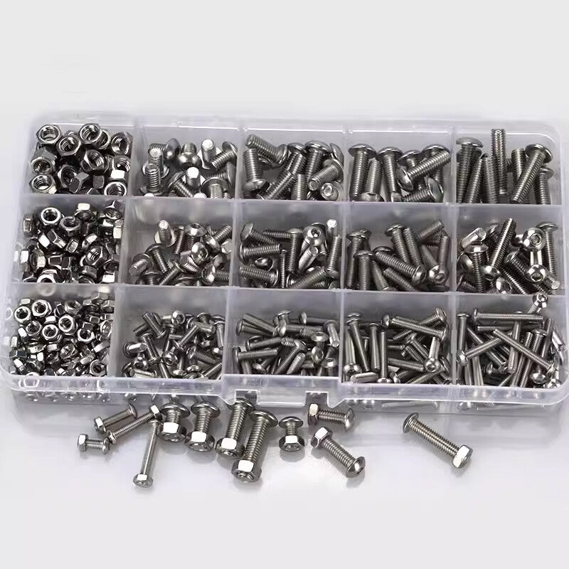 500PCS M3 M4 M5 Stainless Steel Hex Button Head Screw Bolt Nut Set Kit Bolt Kits