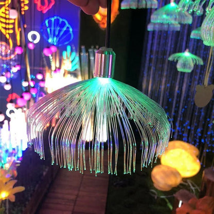 Colorful Fiber Optic LED Jellyfish Light Chandelier Christmas New Year's Decor