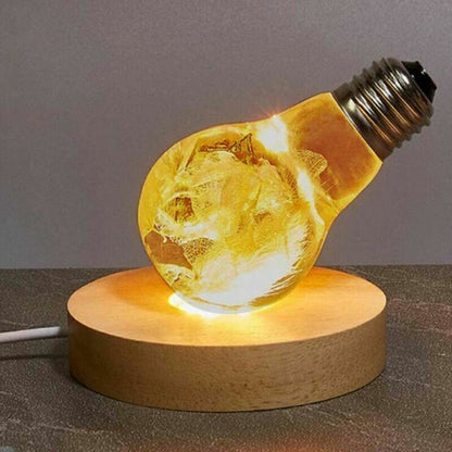 Light Base Rechargeable Wooden LED Light Rotating Display Stand Lamp Holder