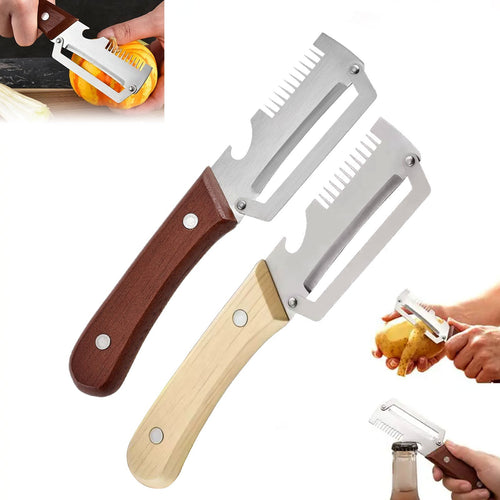 2pcs Stainless Steel Vegetable Peeler Wooden Handle Potato Slicer Kitchen Tool