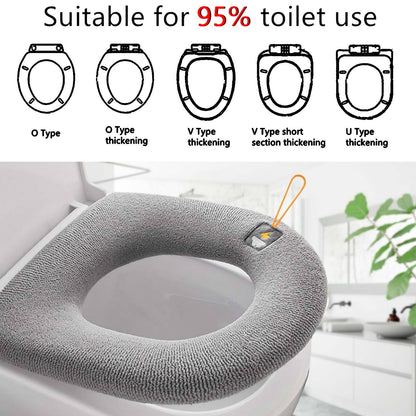2x Soft Toilet Seat Bathroom Washable Warmer Cushion Mat Cover Pad Hook NEW Lid
