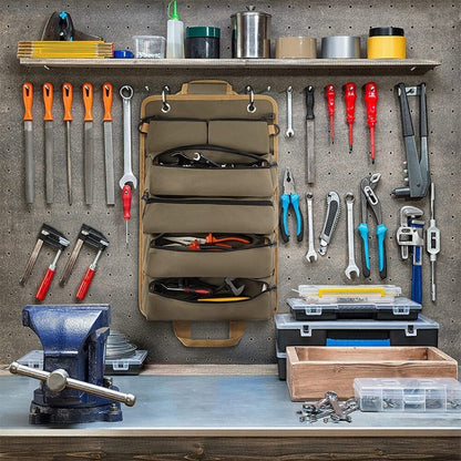 with 3 Detachable Pouches Roll Up Tool Bag Heavy Duty Roll Tool Organizer