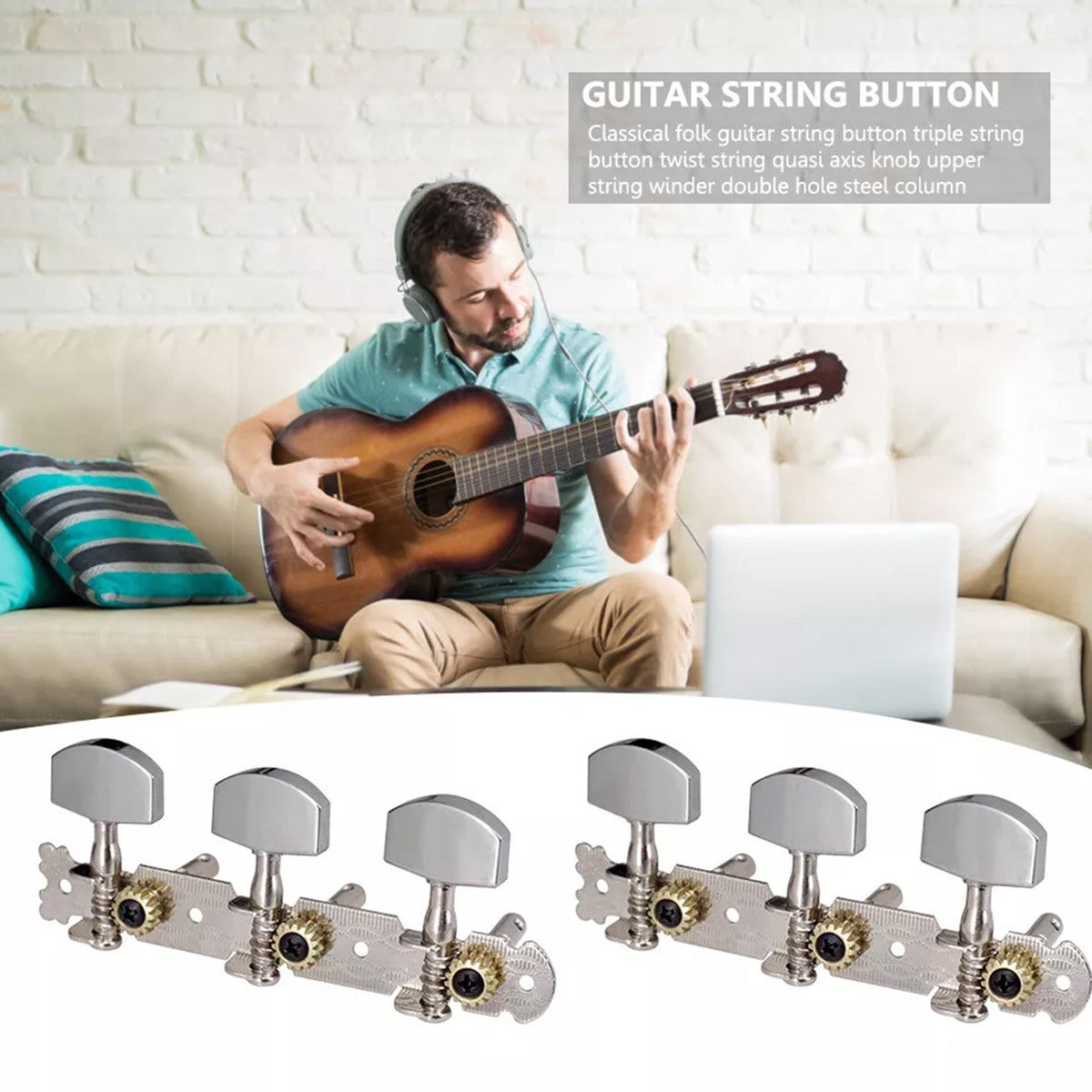 Guitar Tuning Pegs 2 Pack Metal Classical Guitar Machine Heads Tuners Keys Parts
