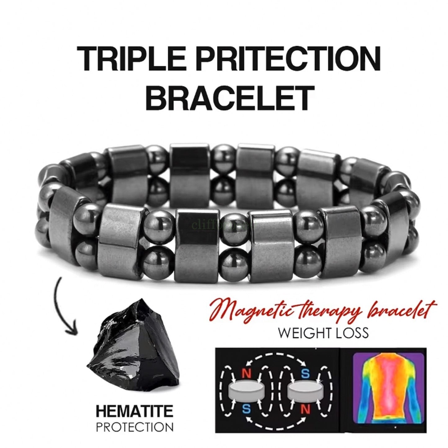 2026 Magnetic Hematite Dual Beaded Bracelet Simple Style for Daily Fashion Wear