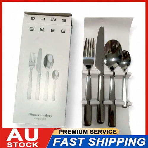 SMEG Stainless Steel 4 Piece Cutlery Set European-Style Tableware for One Person