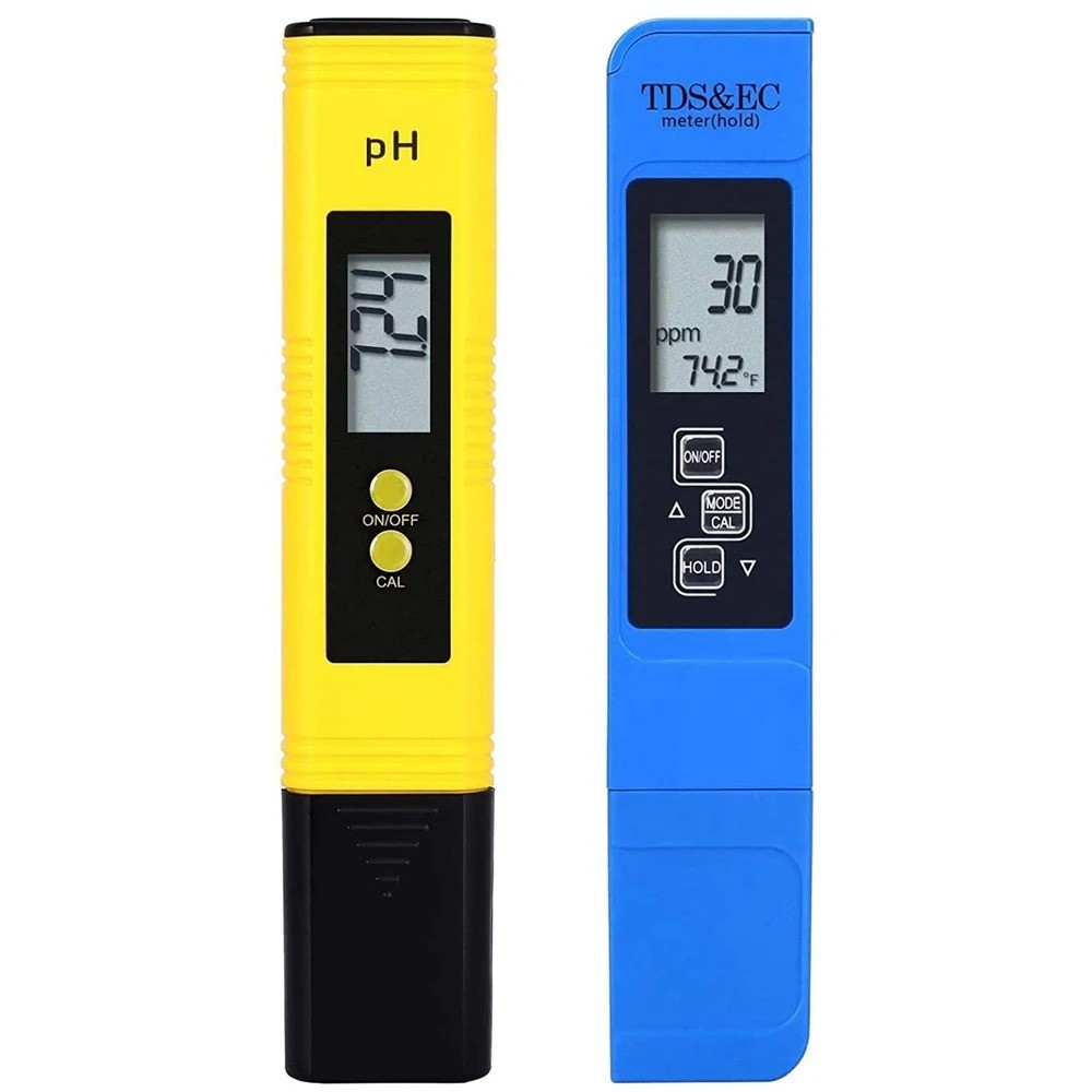 2pcs Digital TDS & pH Meter Water Tester – 0.01pH High Accuracy | 3-in-1 TDS