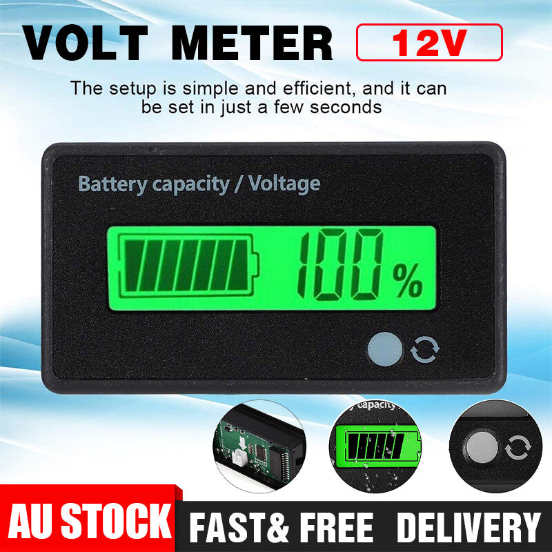 12-48V LCD Battery Capacity Voltage Meter Caravan Battery Monitor DigitalDisplay