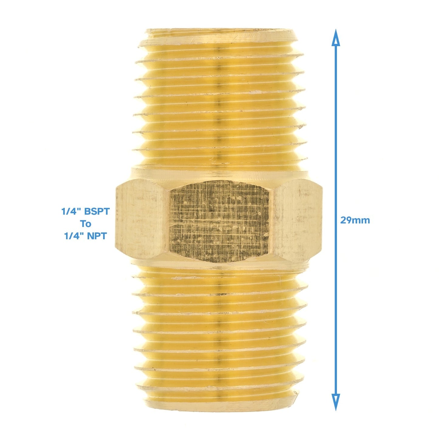 Brass 1/4" Male BSP To NPT Adapter Pipe Fitting Threaded Connector Coupler