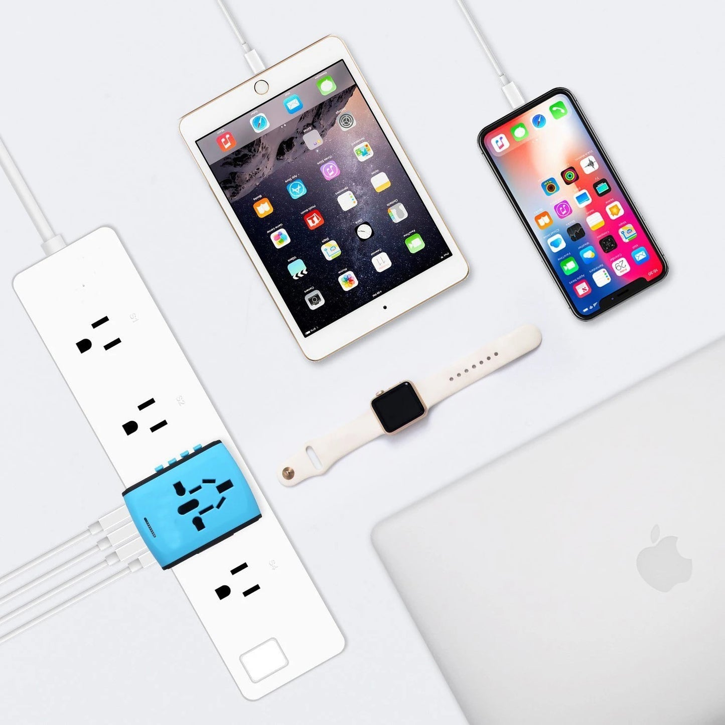 Travel Adapter Universal Power Plug UK EU AU US Sockets International 3USB Type-