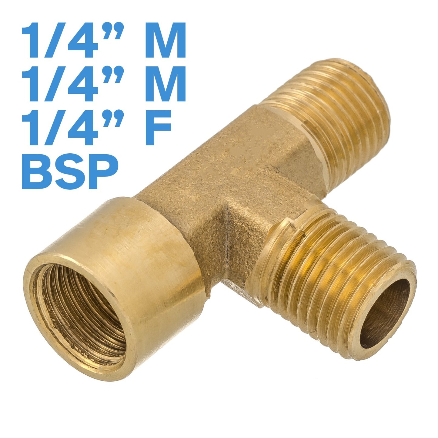 Brass 1/4" MMF Male Female BSP 3 Way Tee Splitter Fitting Pipe Connector