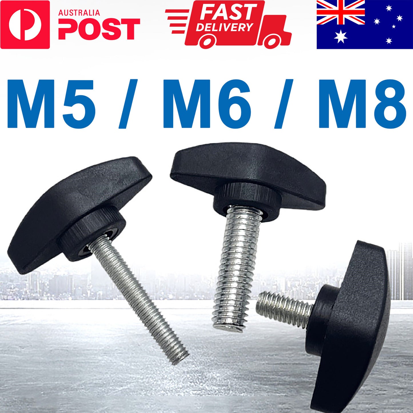 M5 M6 M8 Tee Wing Knob Head Clamping Thumb Screw Dial Lock Hand Grip Bolt Spare