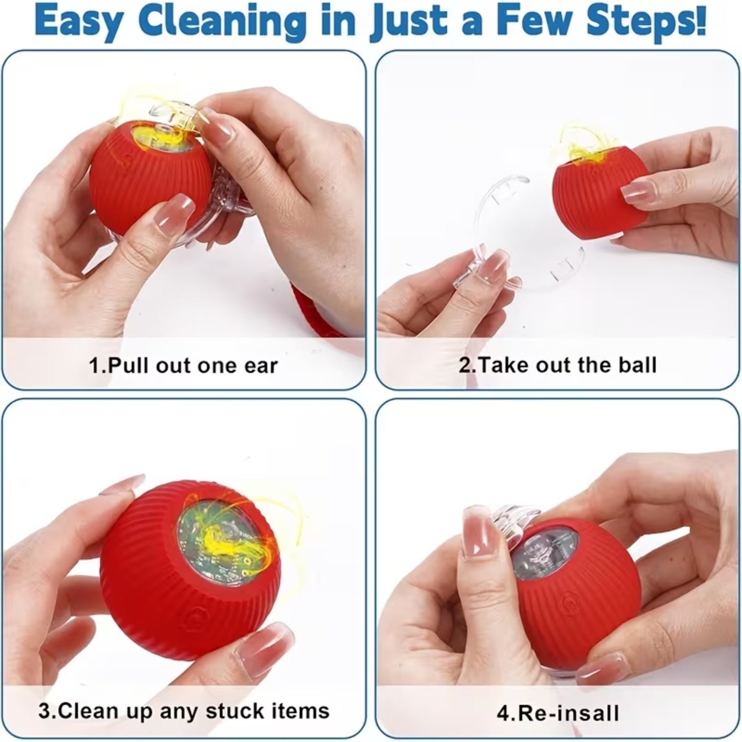 AU Interactive Dog & Cat Toy Rechargeable Rolling Ball with Fake Tail Pet Fun