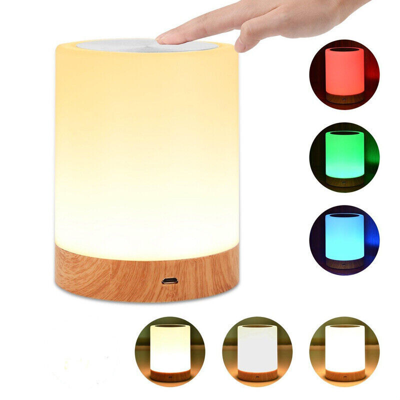 7 Colours RGB Touch Night Light LED Lamp Mood Dimmable Bedside USB Rechargeable