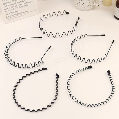 Black Metal Sport Hairband Headband Wave Style Hair band For Unisex Men Women AU