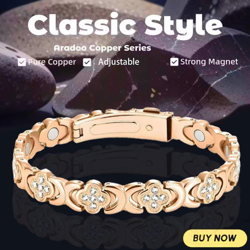 Pure Copper Clover Bio-Magnetic Bangle / Bracelet for Healing, Arthritis & Pain