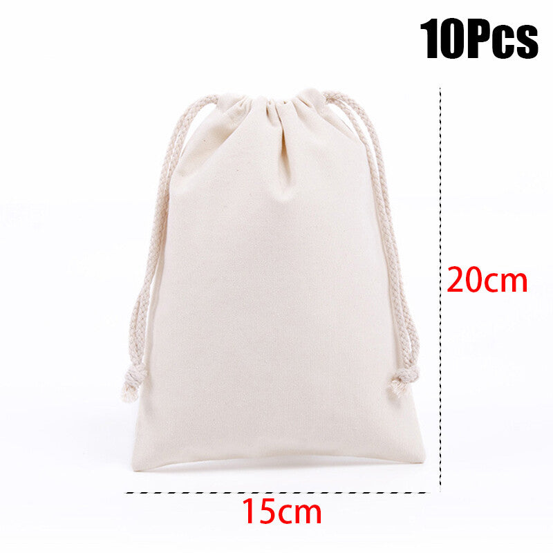5/10 Pcs/Lot Wedding Linen Drawstring Bags Christmas Party Gift Package Small Cotton Pouches Home Kitchen Organize Sacks 15x20cm