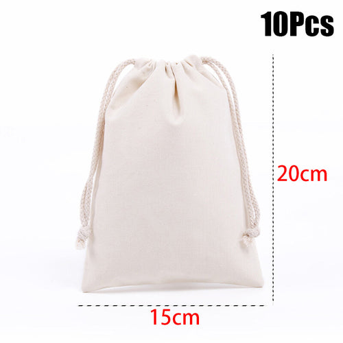 5/10 Pcs/Lot Wedding Linen Drawstring Bags Christmas Party Gift Package Small Cotton Pouches Home Kitchen Organize Sacks 15x20cm