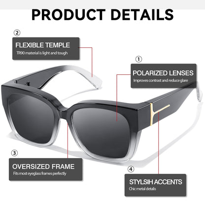 HOT SALE Polarized Fit Over Glasses Sunglasses Fitover Wrap Around Eyewear UV400