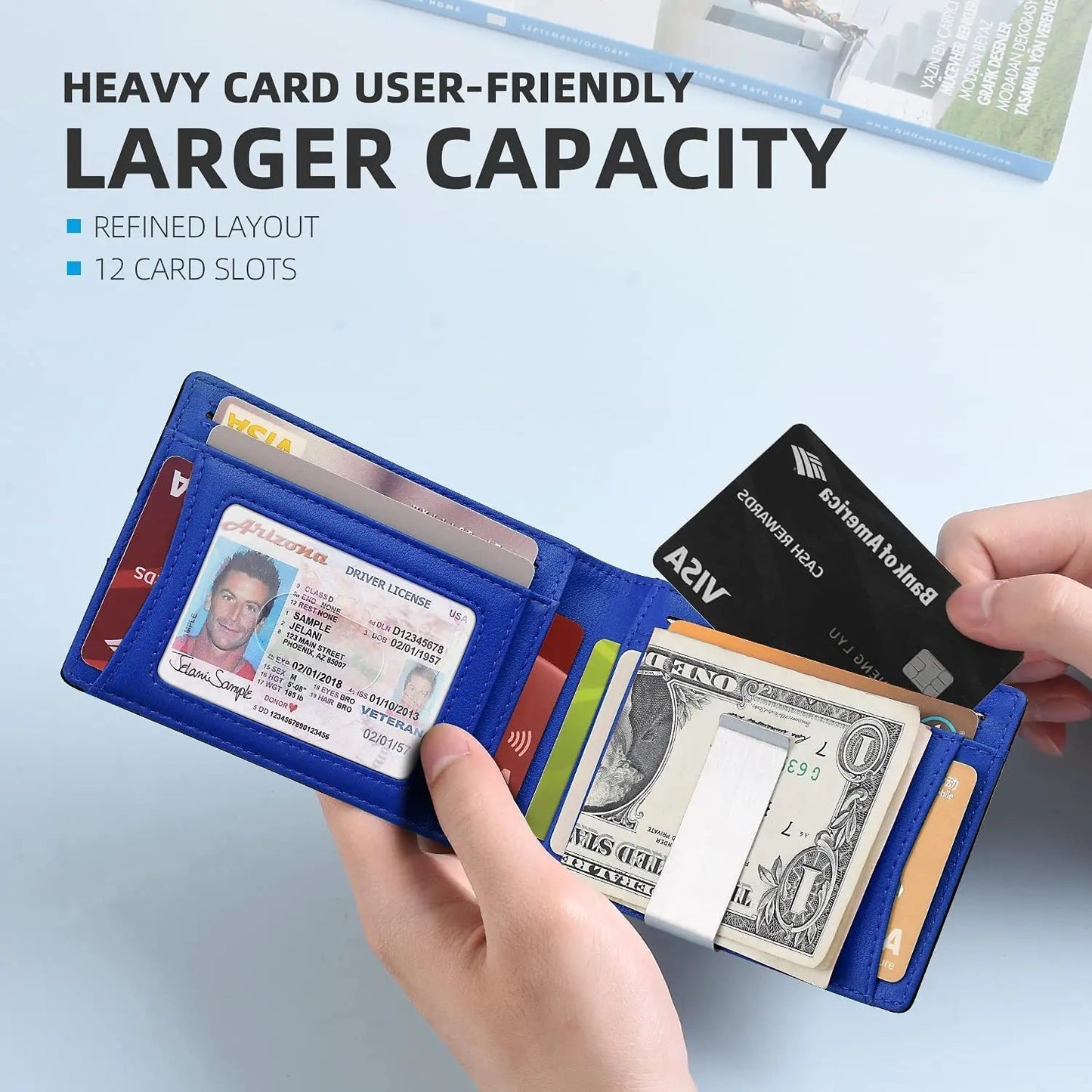 Wallet RFID Blocking Mens Slim Wallet with Money Clip Leather Wallet Anti-scan