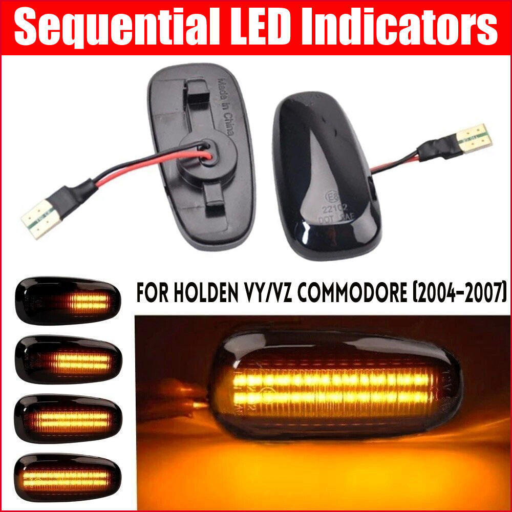 2Pcs For Holden VY/VZ Commodore 2004–2007 Sequential LED Indicators - Smoked