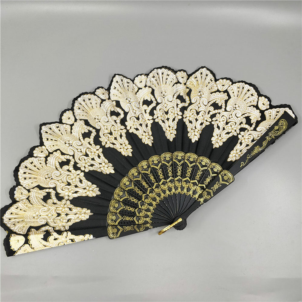 Lace Folding Fan Dance Party Spanish Style Wedding Silk Hand Held Nice Flower