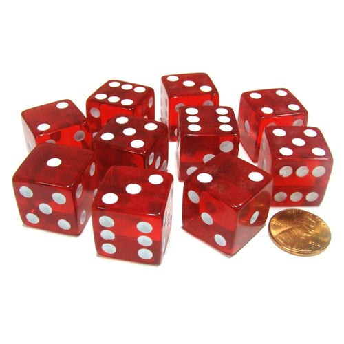 10Pcs Acrylic Red Dice 19mm 6 Sided Dice Table Games Casino Dice  Party