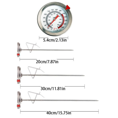 Stainless Steel Candy & Deep Fry Kitchen/Cooking Thermometer Probe with Clip