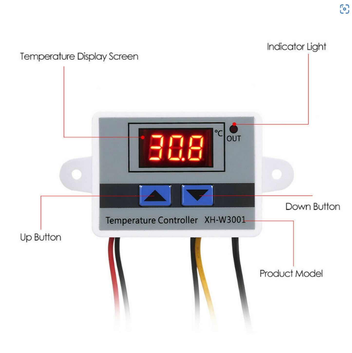 XH-W3001 Digital Microcomputer Temperature Controller with Sensor Probe