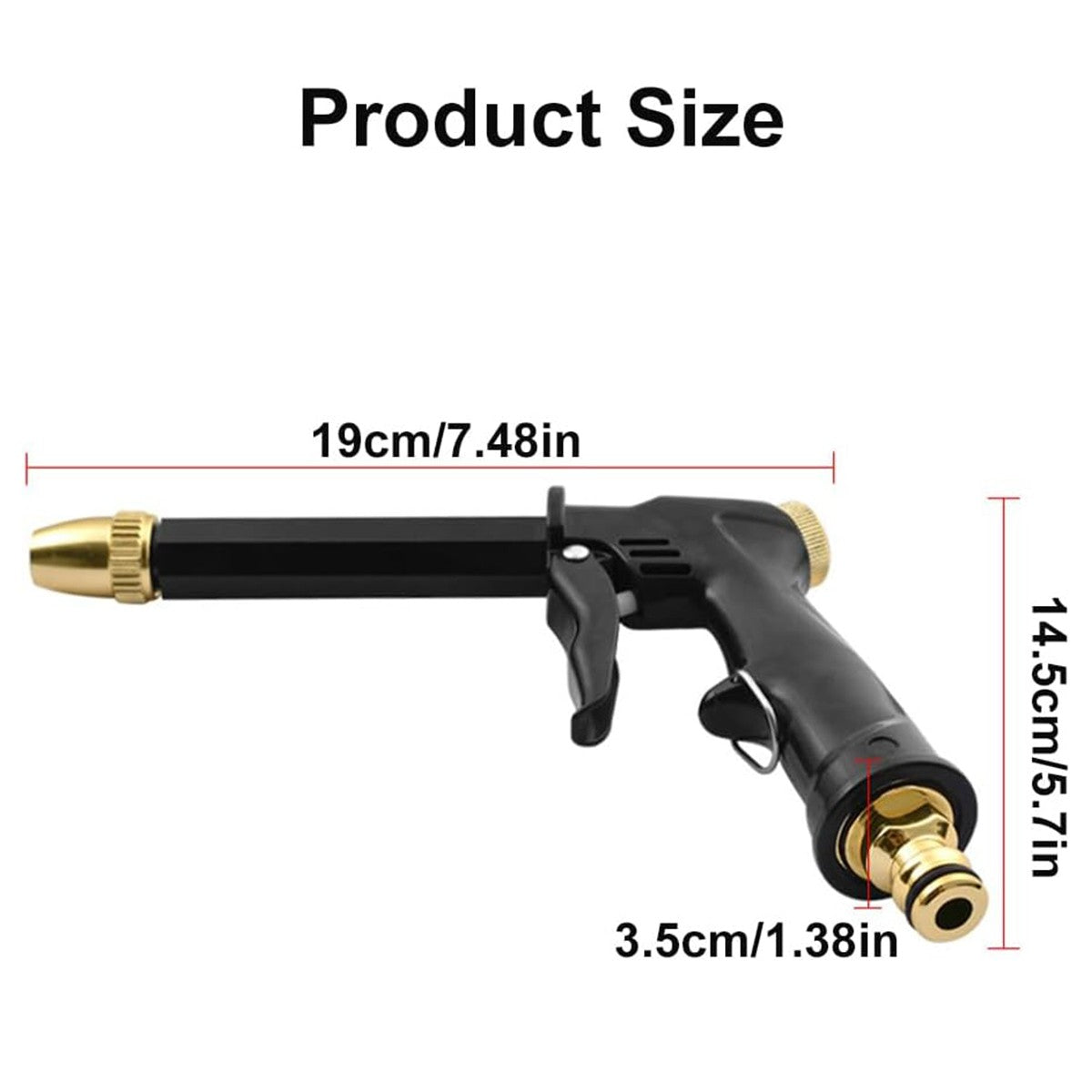 Garden Hose Nozzle Auto Wash Water Gun High Pressure Spray for Cleaning Watering