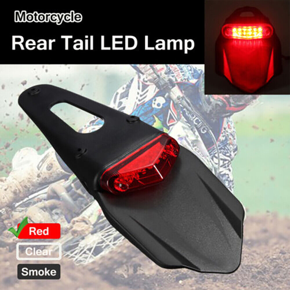 Motorcycle Rear Fender With 12V LED Taillight Brake Lamp Universal Fit For SUZUKI HUSQVARNA DRZ40 TE250 RMZ250 TE300 RMZ450