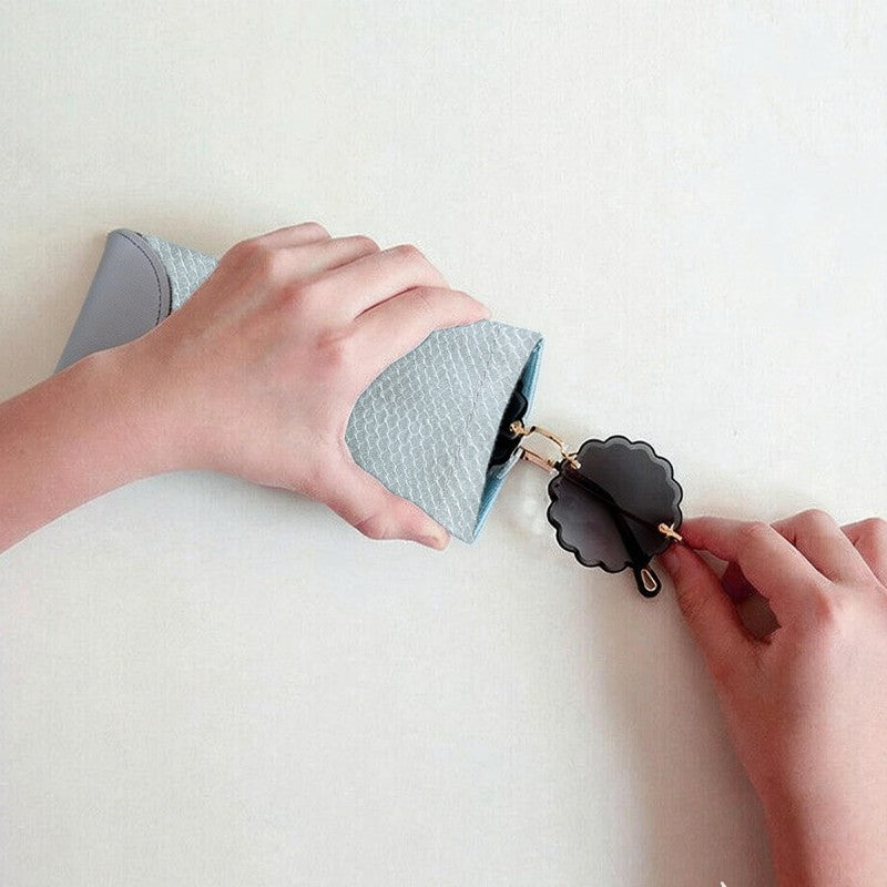 Mouth Snapped Sunglasses Eyeglass Glasses Case Soft Pouch Bag Pocket Spectacle