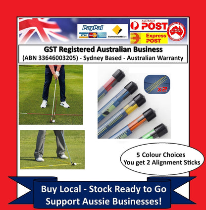 2 x 123cm - Golf Alignment Sticks Golf Training Collapsible Golf Practice Rods